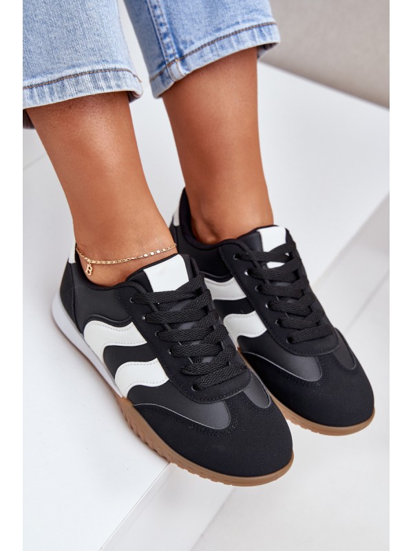 Classic Women's Sneakers Made Of Eco Leather Black Maretina