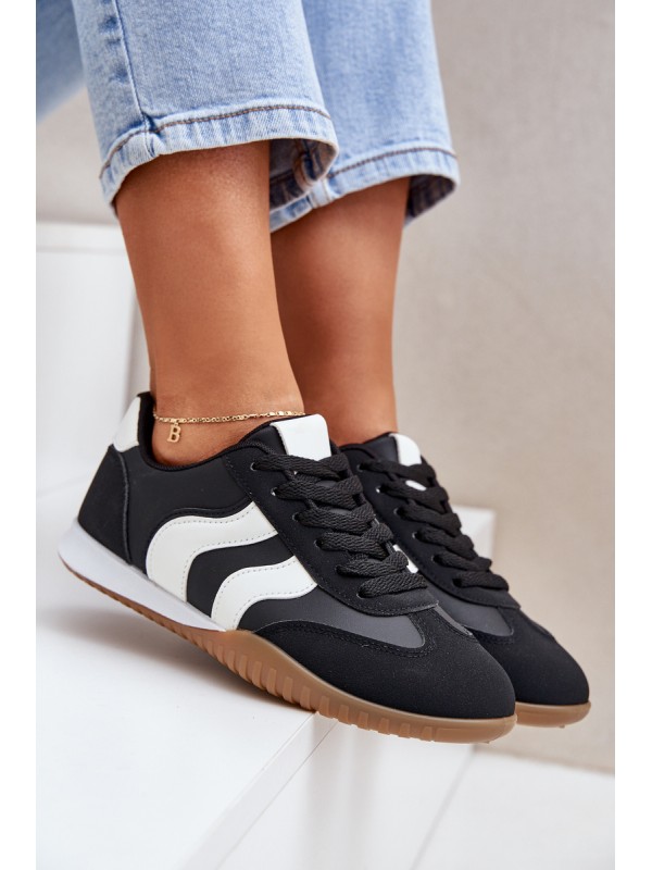 Classic Women's Sneakers Made Of Eco Leather Black Maretina