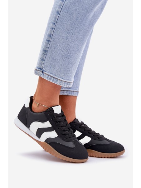Classic Women's Sneakers Made Of Eco Leather Black Maretina