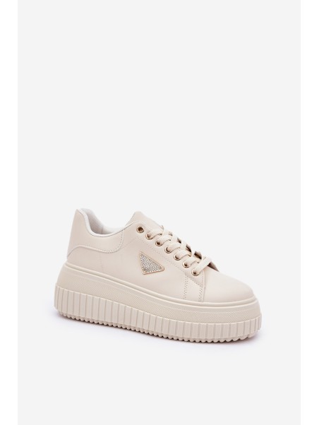 Stylish sneakers on a massive platform light beige Vallexia