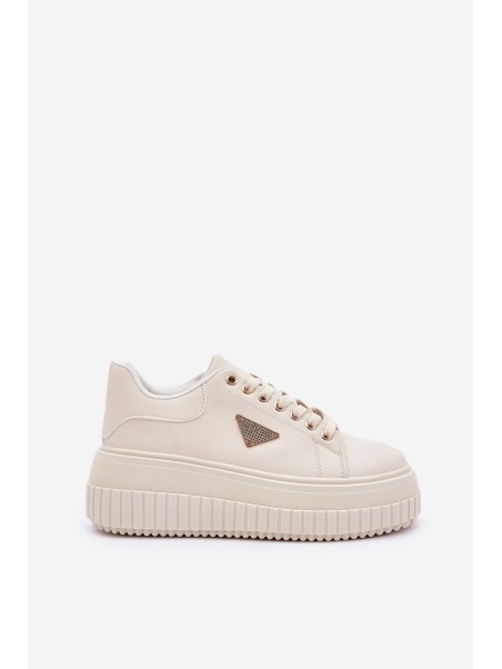 Stylish sneakers on a massive platform light beige Vallexia