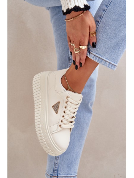 Stylish sneakers on a massive platform light beige Vallexia