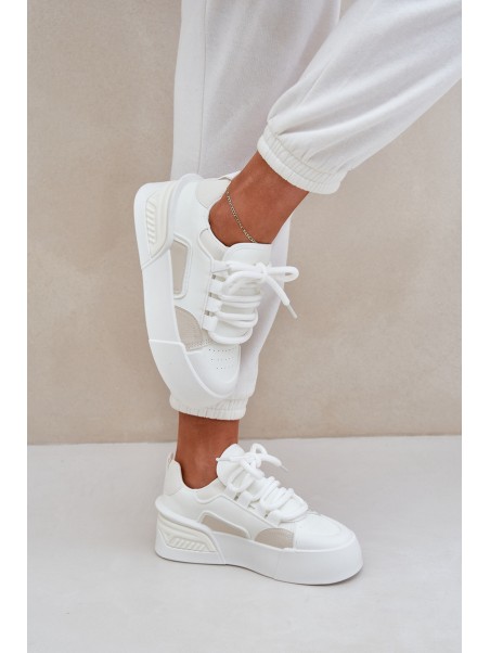 Women's Sneakers With Thick Laces On Platform White Laloma
