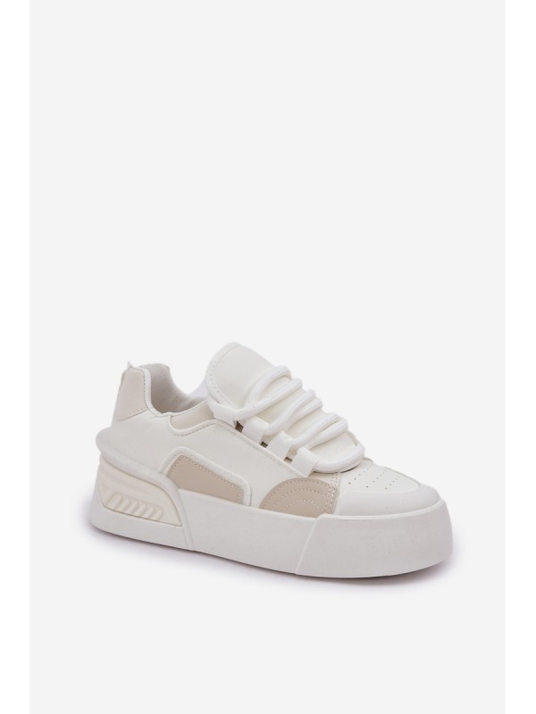Women's Sneakers With Thick Laces On Platform White Laloma
