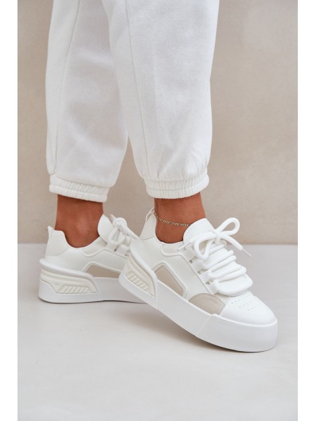 Women's Sneakers With Thick Laces On Platform White Laloma