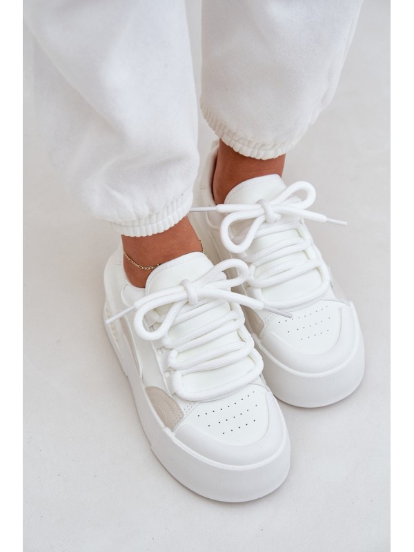 Women's Sneakers With Thick Laces On Platform White Laloma