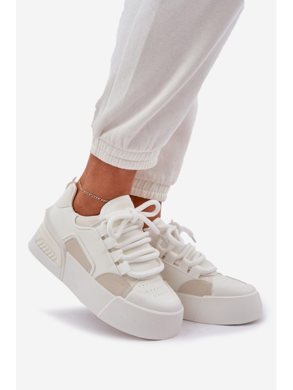 Women's Sneakers With Thick Laces On Platform White Laloma
