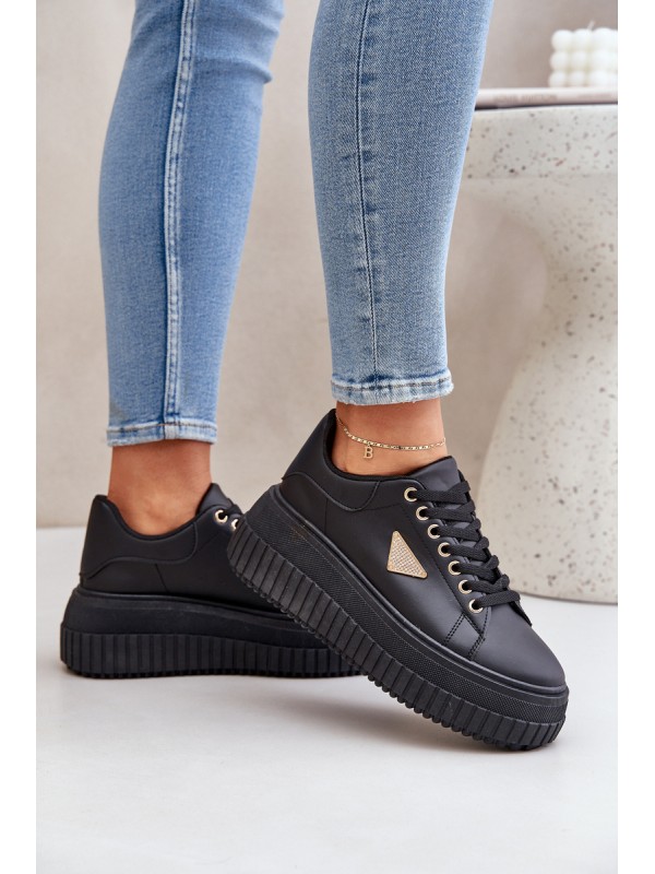 Stylish sneakers on a massive platform black Vallexia