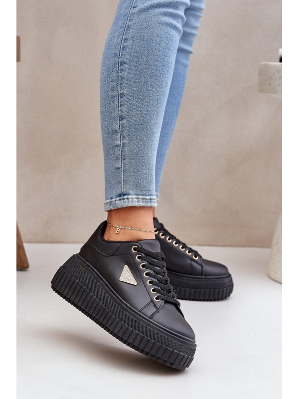Stylish sneakers on a massive platform black Vallexia 2