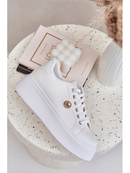 Eco Leather Sneakers On Platform With Golden Detail White Zingie