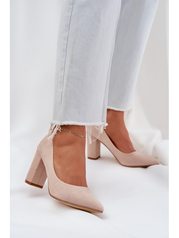 Women's Heeled Eco Suede Beige Pumps Florena