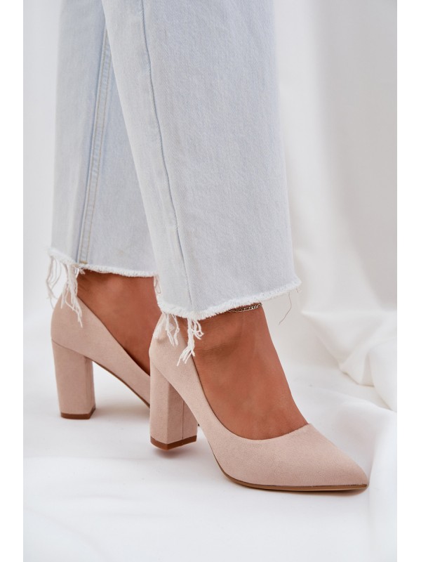Women's Heeled Eco Suede Beige Pumps Florena 2