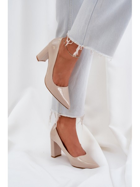 Lacquered Heels On Block Heel Beige Kilanne