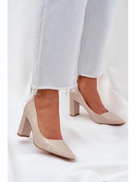 Lacquered Heels On Block Heel Beige Kilanne