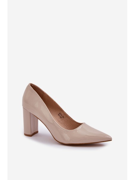 Lacquered Heels On Block Heel Beige Kilanne