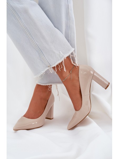 Lacquered Heels On Block Heel Beige Kilanne