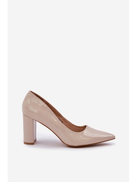 Lacquered Heels On Block Heel Beige Kilanne