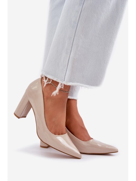 Lacquered Heels On Block Heel Beige Kilanne