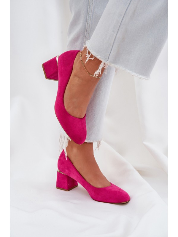 Eco Suede Heels On A Block Heel Fuchsia Veniffia