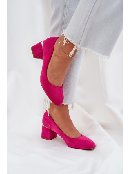 Eco Suede Heels On A Block Heel Fuchsia Veniffia