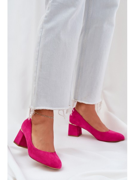 Eco Suede Heels On A Block Heel Fuchsia Veniffia
