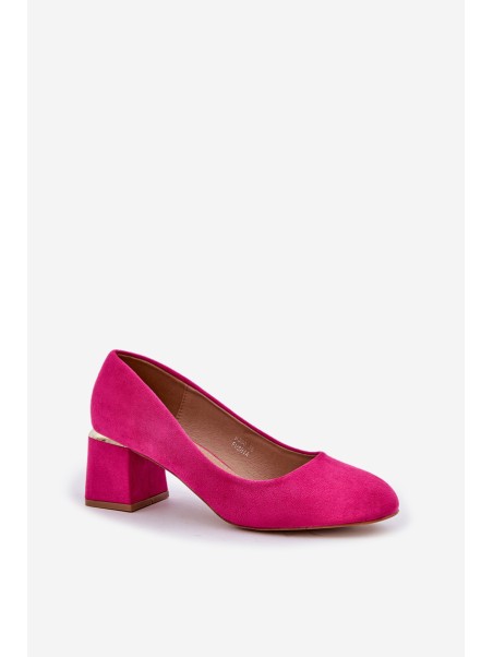 Eco Suede Heels On A Block Heel Fuchsia Veniffia