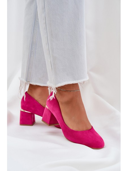 Eco Suede Heels On A Block Heel Fuchsia Veniffia