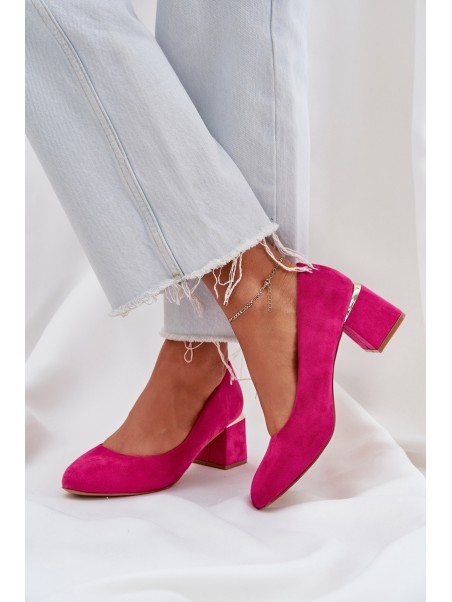 Eco Suede Heels On A Block Heel Fuchsia Veniffia