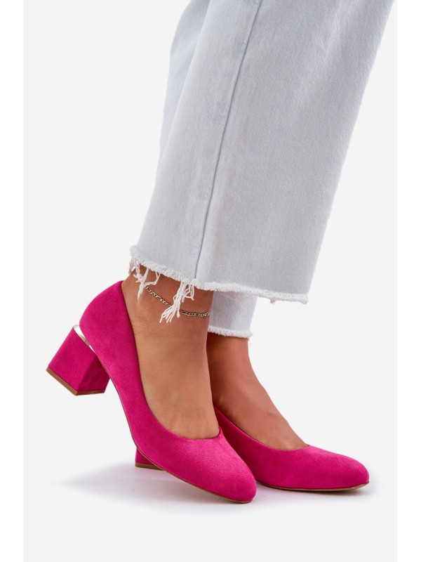 Eco Suede Heels On A Block Heel Fuchsia Veniffia