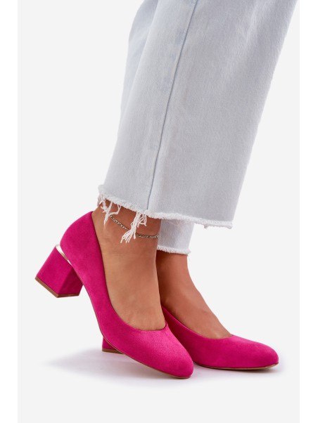 Eco Suede Heels On A Block Heel Fuchsia Veniffia