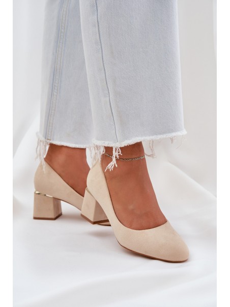 Eco Suede Heels On A Heel Beige Veniffia
