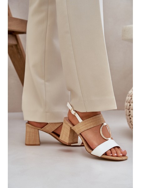 Block Heel sandalai White-Beige Afleeria