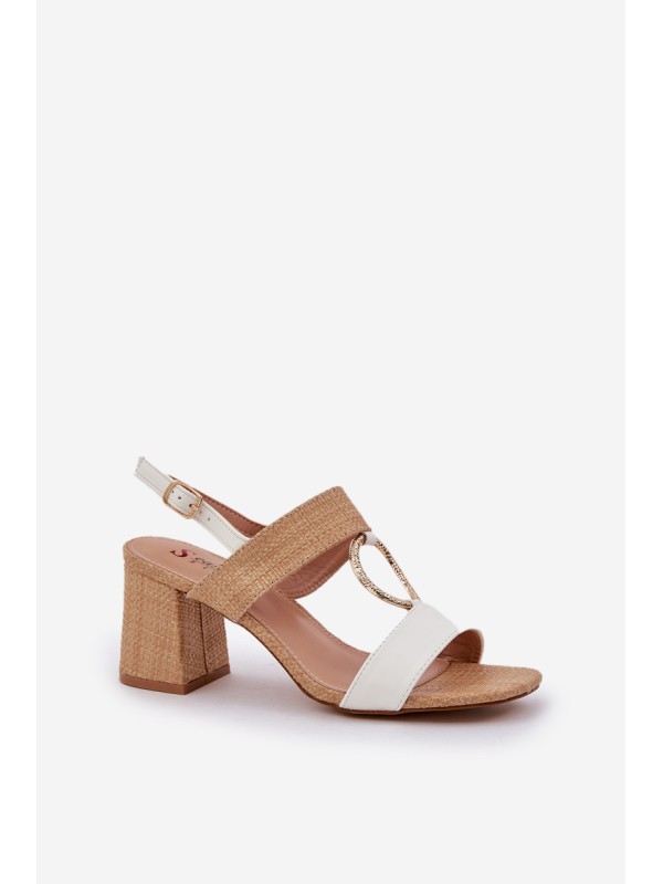 Block Heel sandalai White-Beige Afleeria