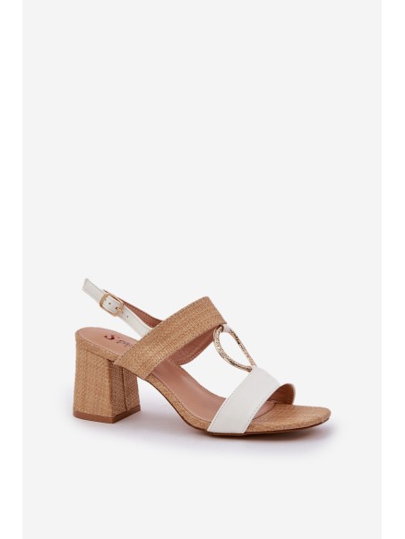 Block Heel sandalai White-Beige Afleeria