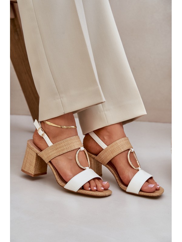 Block Heel sandalai White-Beige Afleeria