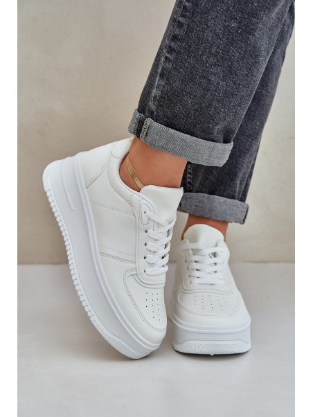 Women's Platform Sneakers With Decorative Lacing White Mistra