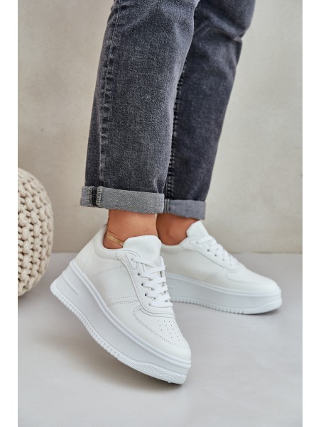 Women's Platform Sneakers With Decorative Lacing White Mistra
