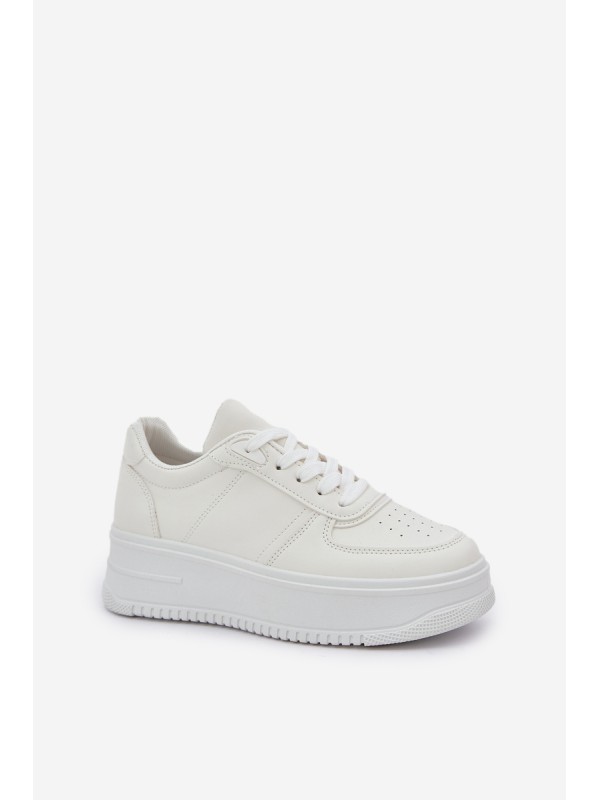 Women's Platform Sneakers With Decorative Lacing White Mistra
