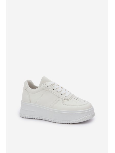 Women's Platform Sneakers With Decorative Lacing White Mistra