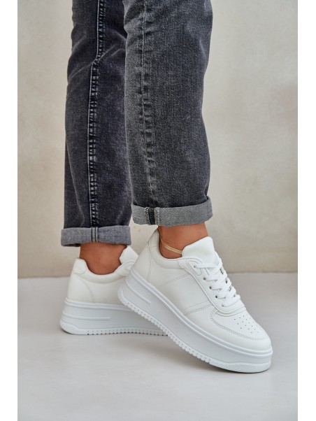 Women's Platform Sneakers With Decorative Lacing White Mistra