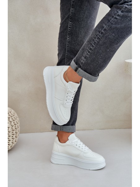 Women's Platform Sneakers With Decorative Lacing White Mistra