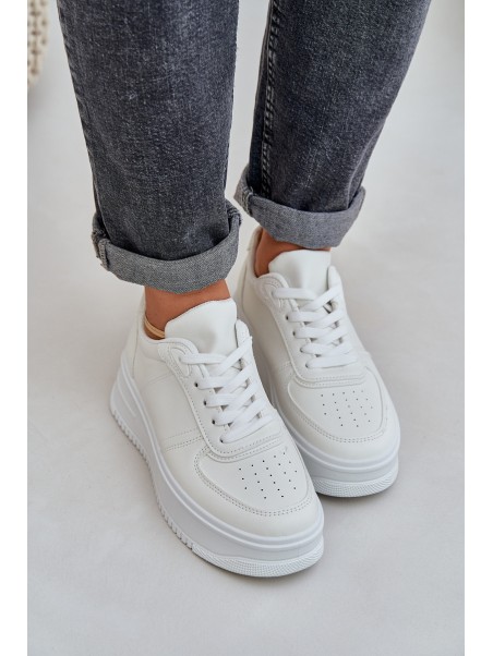 Women's Platform Sneakers With Decorative Lacing White Mistra