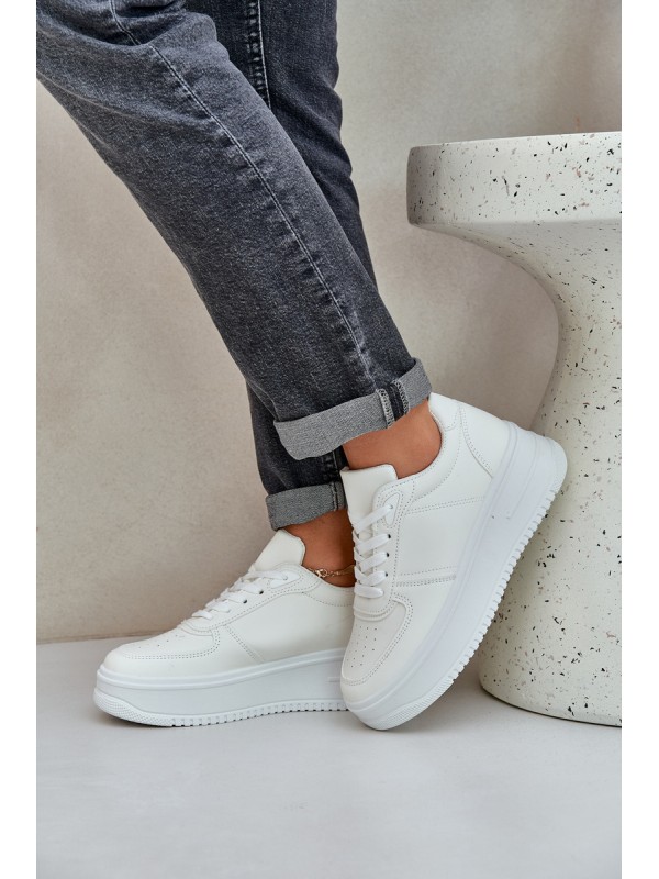 Women's Platform Sneakers With Decorative Lacing White Mistra