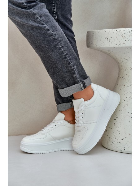 Women's Platform Sneakers With Decorative Lacing White Mistra