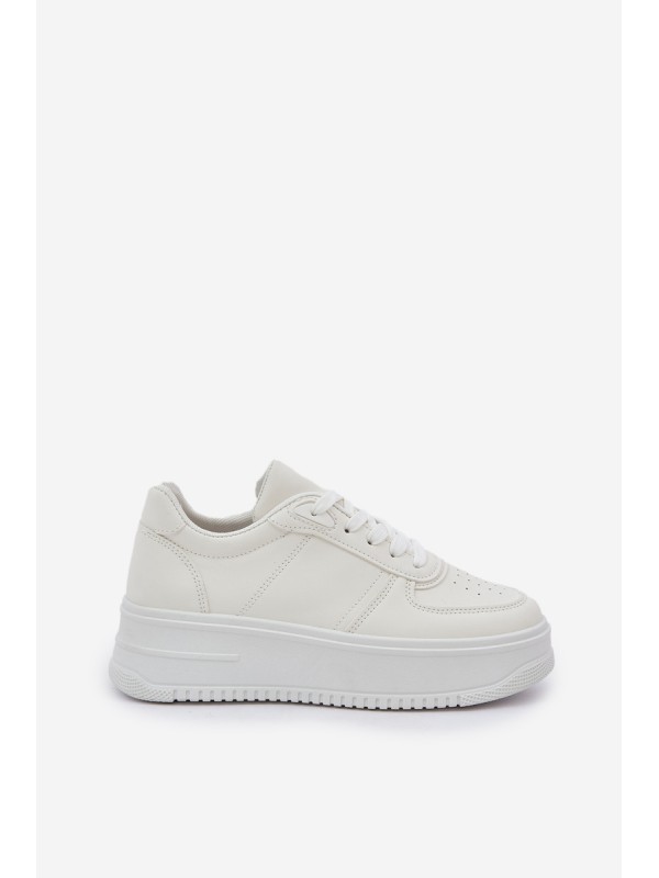 Women's Platform Sneakers With Decorative Lacing White Mistra