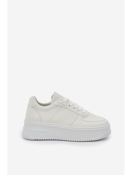 Women's Platform Sneakers With Decorative Lacing White Mistra