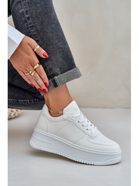 Women's Platform Sneakers With Decorative Lacing White Mistra