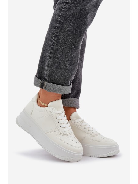 Women's Platform Sneakers With Decorative Lacing White Mistra