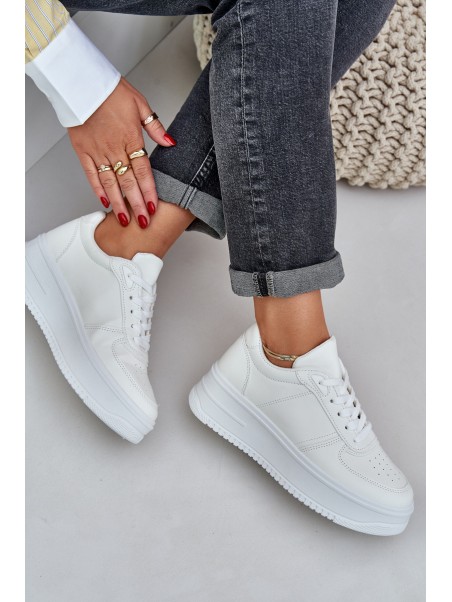 Women's Platform Sneakers With Decorative Lacing White Mistra