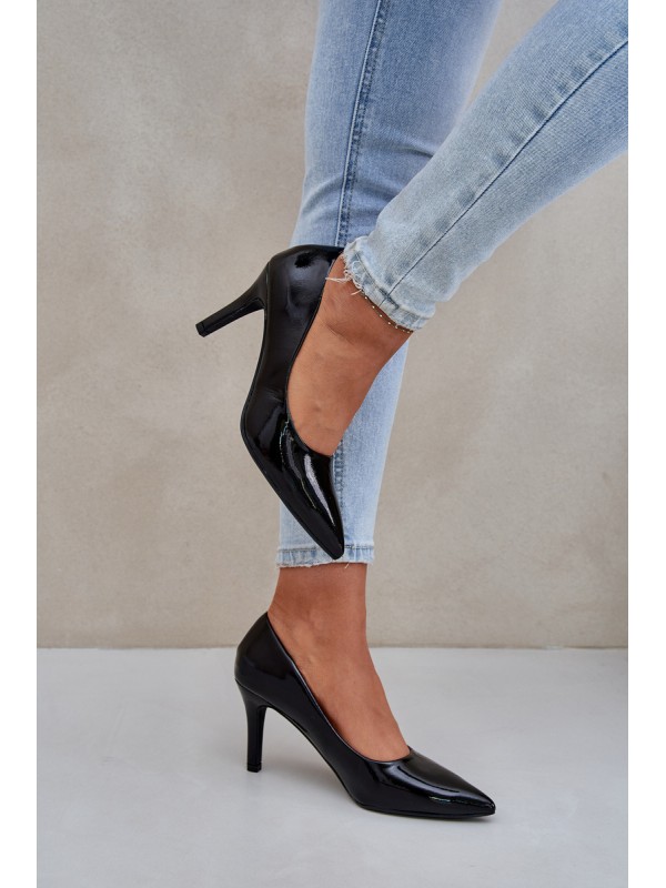 Aukštakulniai iš lakuotos eko odos, juodi, „Sanalitia“